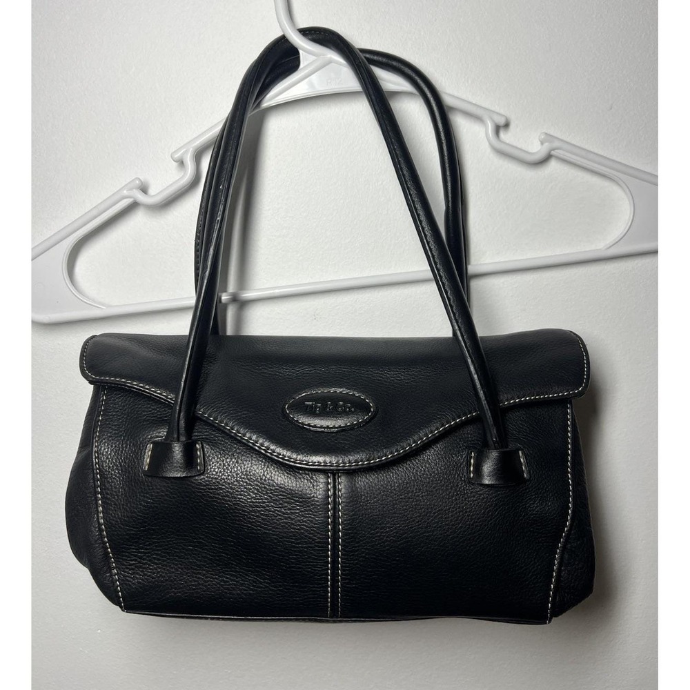 VTG Tig&Co Genuine Leather Black Mini Shoulder Bag Purse Y2K 90s Style - 9x6x3